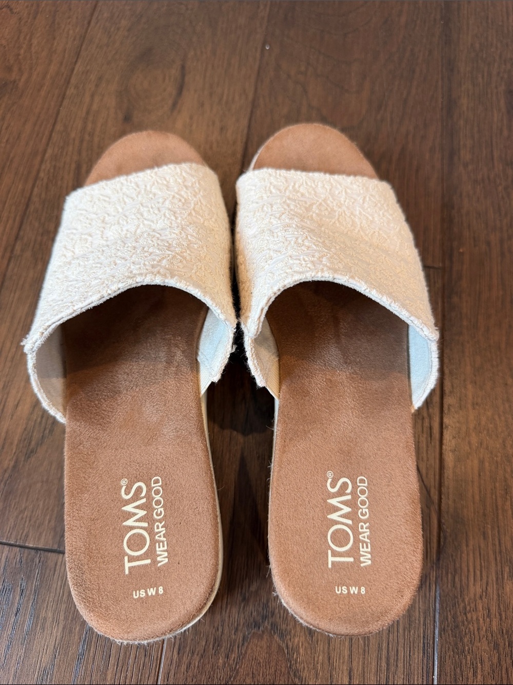 TOMS Cream Diana Textured Slide Mules Sandals Size 8 - P50 - Picture 3 of 8
